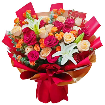 日照19朵玫瑰百合，爱情永不凋零