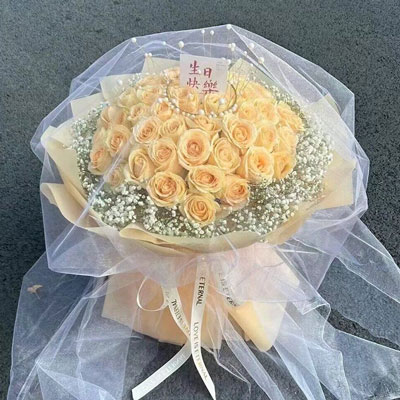 日照52朵香槟玫瑰满天星，你就是我的全部
