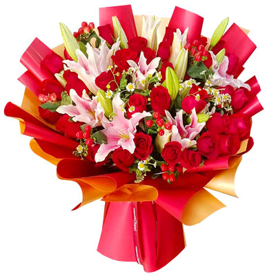 日照33朵红玫瑰百合，心灵的火花