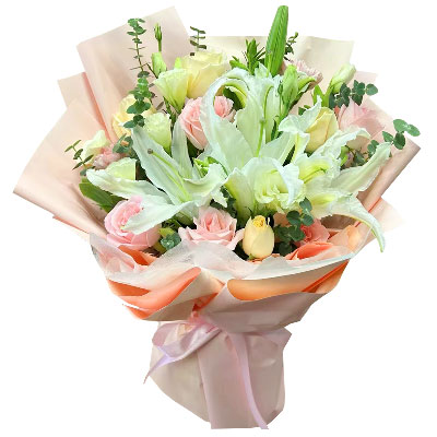 日照10朵玫瑰百合混搭，爱是难忘时刻
